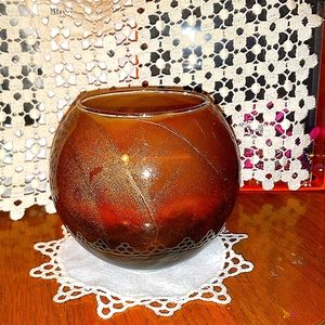 Esque hand blown a ombre brown and gold